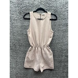 Aritzia Wilfred Rive‎ Crepe Crew Neck Sleeveless Romper Beige Womens Size S